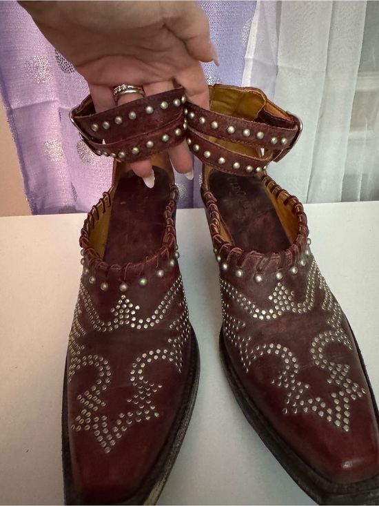 Old Gringo Shoes - Studded Burgundy Leather Ankle Strap Boots by Old Gringo